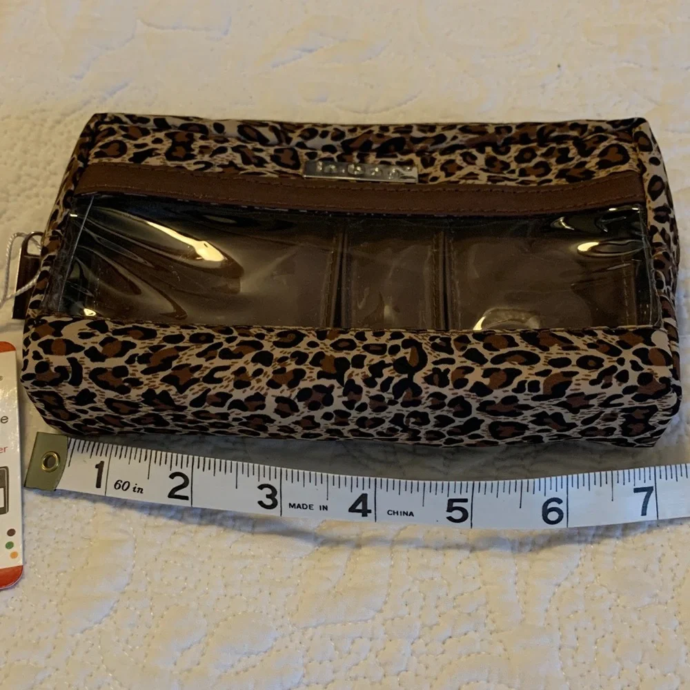 In•Bag Make-Up Case, Animal Print & Clear Front, 4 Compartments, Zip Top, NWT - Picture 8 of 9